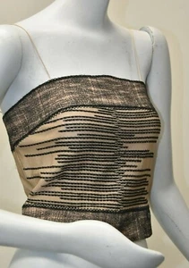 NEW Chanel Tank Top Cropped Viscose Spaghetti Straps Beige Nude Black Wool 38 - Picture 1 of 10