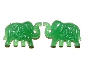 20x14 mm Natural Green Onyx Handmade Carving Pair 18.29 CTS Loose Gemstones - Afbeelding 1 van 6