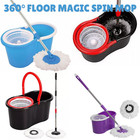 360° FLOOR MAGIC SPIN MOP BUCKET MICROFIBRE ROTATING DRY HEAD WITH 2 HEADS SET