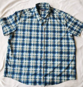Eddie Bauer Herren XL Kurzarm Hemd mit Knöpfen blau kariert Baumwolle Freizeit klassisch - Bild 1 von 9