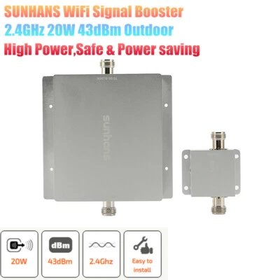 Sunhans 20W 2.4G 43dBm WiFi Outdoor Signal Booster High Power Wireless Amplifier - Image 1 of 4