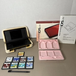 Nintendo DS Lite Red + White Nerf Case + 9 Games And OEM Box/Manual Mario Party - Picture 1 of 8