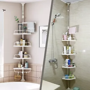 4TIER BATHROOM SHOWER CORNER UPRIGHT HANGING PIE RACK CADDY SHELF STORAGE HOLDER - Picture 1 of 4