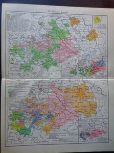 Wettin Lands Alemania Antigua Marcha de Meissen Schwabengau Hassegau 1903 Atlas Alemán - Imagen 1 de 4