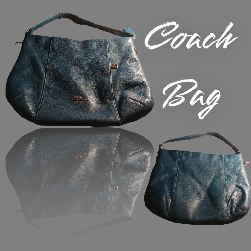Coach Isabelle Madison Blue Teal Leather Shoulder Bag Convertible Purse Satchel - Image 1 of 1