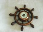 wooden wheel with barometer nice chip on it still usable used