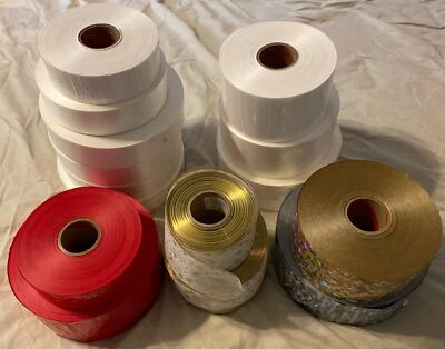 Lote de 15 rollos de cinta de borde de alambre de Navidad + blanco rojo varios rollos industriales Foto 1 de 4