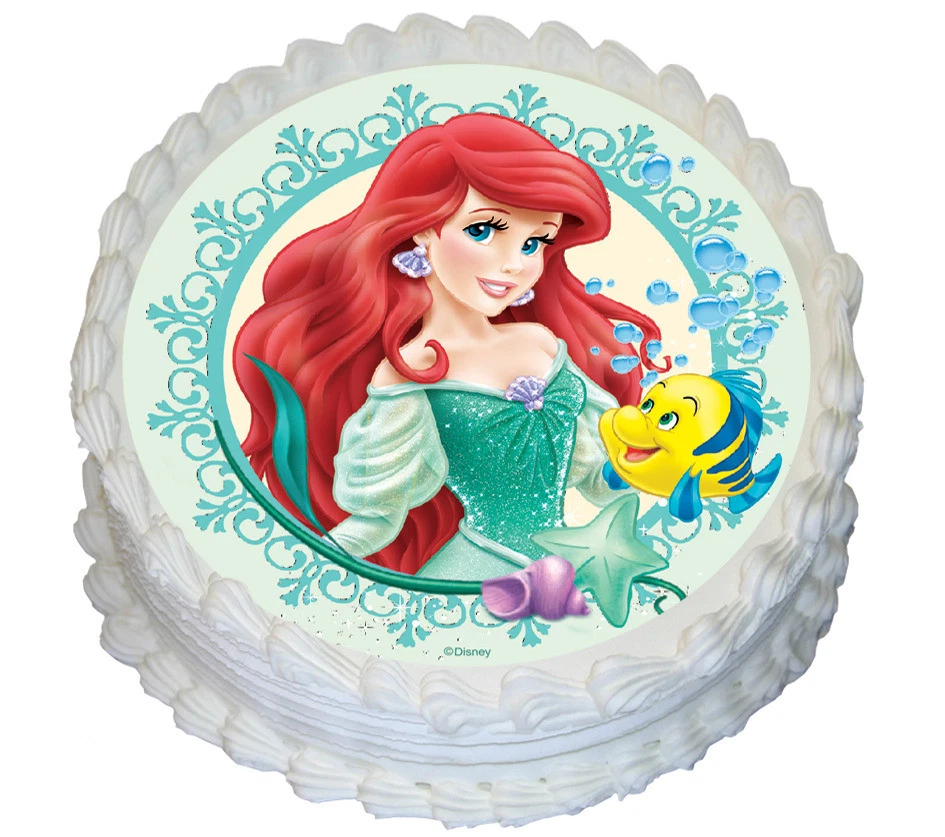 COMESTIBLE La Sirenita Ariel Princesa Pastel Topper Oblea Papel 7.5" (sin cortar) Foto 1 de 1