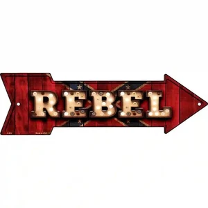 Rebel Dummy Decorative Bulb Lettering Novelty Metal Arrow Sign - Picture 1 of 6