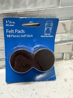Brown Round Felt 1-1/2 In. Heavy Duty Self-Adhesive Furniture Pads (10-Pack) NEW - Image 1 of 2