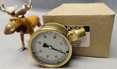 NOSHOK 25-300-60 1/4" NPT Bottom Conn 2.5" Brass Liquid Filled NIST Certified - Image 1 of 4