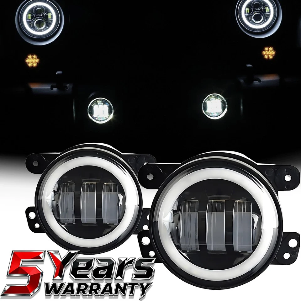 Par de luces antiniebla LED redondas de 4 pulgadas lámpara de conducción para Jeep Wrangler JK 2007-2016 Foto 1 de 4