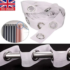 10 Meter Gardinen Kopfband mit 80 runden Ösenringen für Gardinenrollos UK - Bild 1 von 5