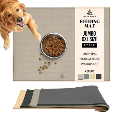 Alfombrilla de silicona para perros 32x24"" para comida y agua, alfombrillas de tazón de comida para perros con borde de 0,63"" para... Foto 1 de 4