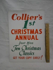Colliers Weihnachten Papp PLAKAT Schild Vintage 1949 Laden VITRINE unbenutzt - Bild 1 von 3