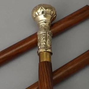 Antique Victorian Wooden Walking Cane Sticks Knob Head Handle Vintage Designer. - Picture 1 of 6