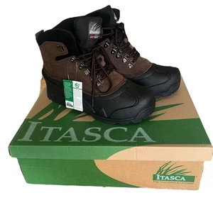 NEU Herren Größe 10M Itasca Ice Breaker III dünn isoliert braun Leder & schwarz Stiefel - Bild 1 von 18
