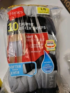 Hanes Men's Super Value Pack Black/Grey Boxer Briefs, 10 Pack Size L 36-38 - Picture 1 of 7