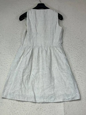Vestido Kensie Lady estilo vintage 100% linho sem mangas gola de renda tamanho G bege - Imagem 1 de 4