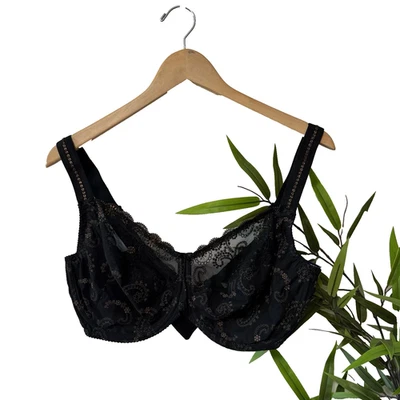 Prima Donna Womens Atlantis Underwired Full Cup Bra Black Gold 40F 40DDD 162241 - Image 1 of 3