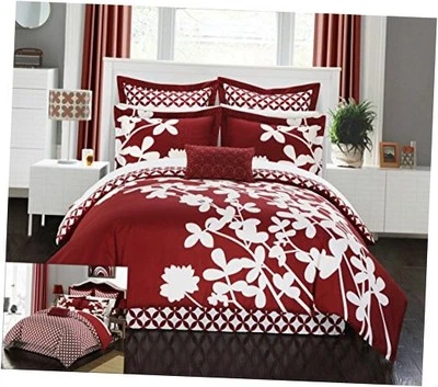  7 Piece Iris Reversible Large Scale Comforter Set King King Comforter Red - Image 1 of 4