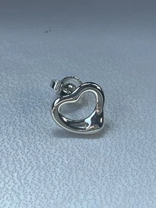 TIFFANY & CO. ELSA PERETTI STERLING SILVER OPEN HEART SINGLE EARRING - Picture 1 of 7