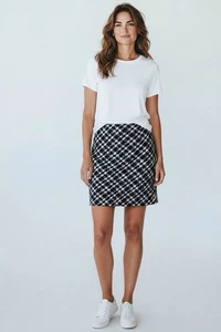 Gonna donna Dalia Collection taglia 10 nera bianca pied de poule misto lana - Foto 1 di 7