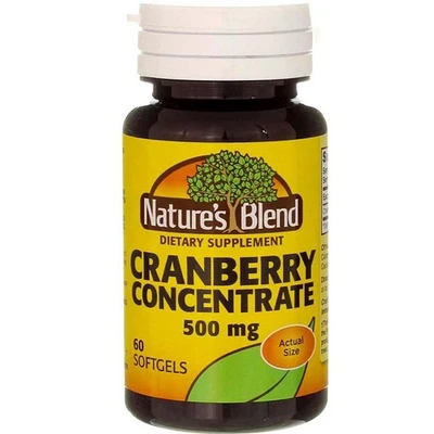 Suplemento herbal Nature's Blend concentrado de arándano 500 mg 60 cápsulas blandas Foto 1 de 4
