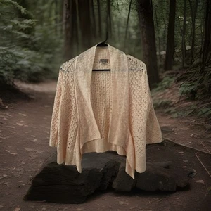 J Jill Pfirsich Häkel Cardigan Pullover Baumwolle Leinenmischung XS-P Boho Hippie fließend - Bild 1 von 5