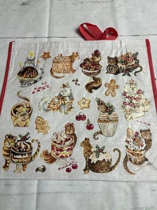 TJMaxx Shopping Bag Holiday CATS With Hot Cocoa Desserts reusable Tote Bag - Picture 1 of 2