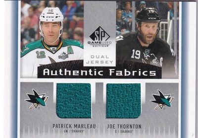 2013-14 SP Game Used Authentic Fabrics Dual #AF2MT Patrick Marleau/Joe Thornton - Image 1 of 2