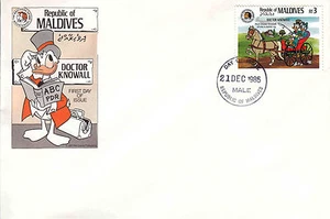 Maldives 1985 Disney FDC  - Doctor Knowall series - DI 5375 - Picture 1 of 2