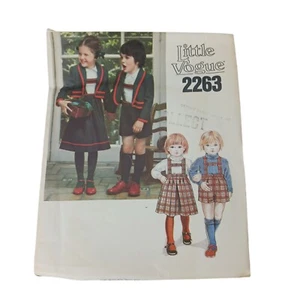 Vtg Little Vogue Pattern 2263 Boys overalls lederhosen Girls skirt jacket Size 6 - Picture 1 of 3