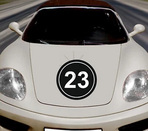 Pegatina Coche Inicio Carrera Rally Número Nº Círculo Negro 23 D34 2xPegatinas 20cm - Imagen 1 de 5