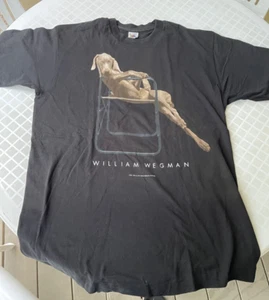 Camiseta Original De Colección William Wegman Perro Años 90 Fruta del Telar Negra Hombres L - Imagen 1 de 4