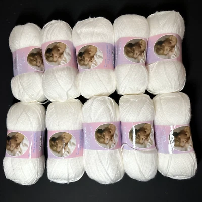 Mary Maxim Baby’s Best White Yarn Lot 10 1.75 Oz ea 70% acrylic 30% nylon - Image 1 of 4