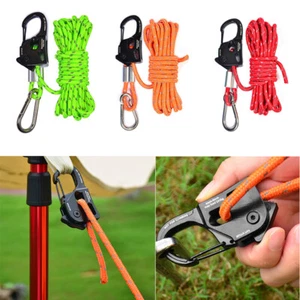 6mm Tent Guy Rope with Pulley with Self Locking Adjuster for Hiking Awning NEW - Picture 1 of 15