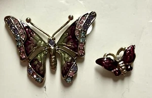 Liz Claiborne Butterfly Pin Brooch Set Cloisonné - Picture 1 of 4