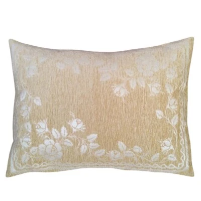 Funda de almohada decorativa 22x30 crema chenilla (rosas crema) 2 piezas para hogar, granja, camión Foto 1 de 4