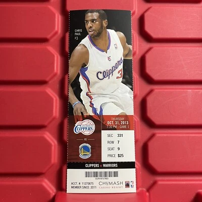 Boleto de baloncesto de los Angeles Clippers Golden State Warriors de la NBA de octubre de 2013 Foto 1 de 2