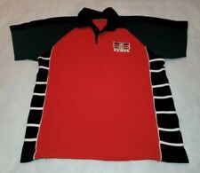 SZ L Montana Mens Large Kenya Cotton Polo Shirt Red Green Black 22'W x 26'L