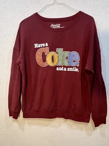 Sudadera Have A Coke And Smile Coca Cola Juvenil Grande Borgoña Aspecto Vintage - Imagen 1 de 8