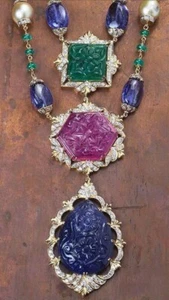 925 Sterling Silver Necklace Cubic Zirconia Jewelry Beaded Colourful Carved Gems - Picture 1 of 10