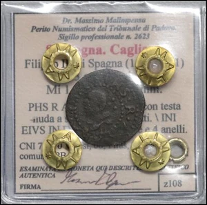 Sardegna Cagliari Filippo III di Spagna 3 cagliaresi monete italiane medioevali - Imagen 1 de 6