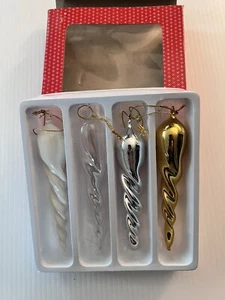 Box of 4 Vintage 6” Glass Icicles Swirl Twist Christmas Ornaments • SEARS (Lot2) - Picture 1 of 3