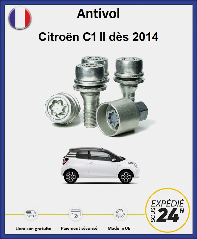 Ecrous antivol de roues Citroën C1 II dès 2014 - Image 1 of 1