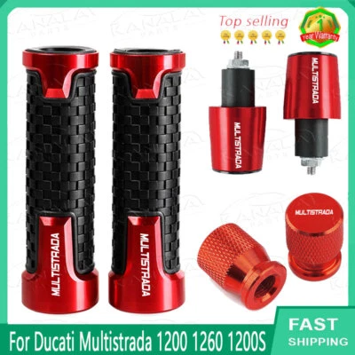 3PCS For Ducati Multistrada 1200 1260 1200S CNC Handlebar Handle Grips End Plug Foto 1 de 4
