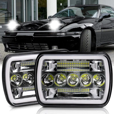 Pair 5X7" 7x6 LED Headlight Hi/Lo DRL Fit Toyota Supra & Chevy Corvette 1984-96  - Image 1 of 4