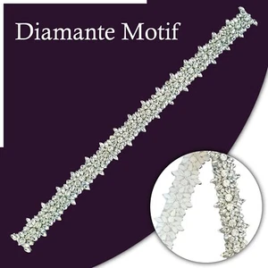 Wedding Rhinestone Applique Patch Motif Diamante Crystal Iron On Sash Belt Motif - Picture 1 of 11