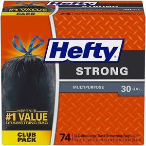 Hefty Strong Multipurpose Large Trash Bags, 30 Gallon, 74 Count - Picture 1 of 5